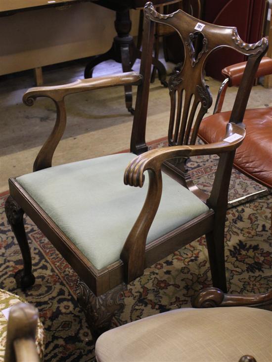 Chippendale style elbow chair